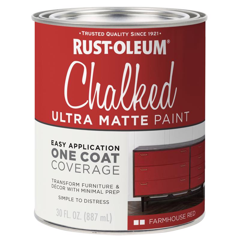 Rust-Oleum Chalked Ultra Matte Farmhouse Red Water-Based Acrylic Chalk Paint 30 oz