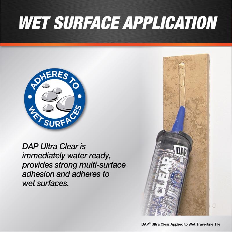 DAP Ultra Clear Clear Synthetic Rubber All Purpose Waterproof Sealant 10.1 oz
