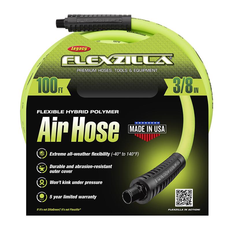 Flexzilla 100 ft. L X 3/8 in. D Hybrid Polymer Air Hose 300 psi Zilla Green