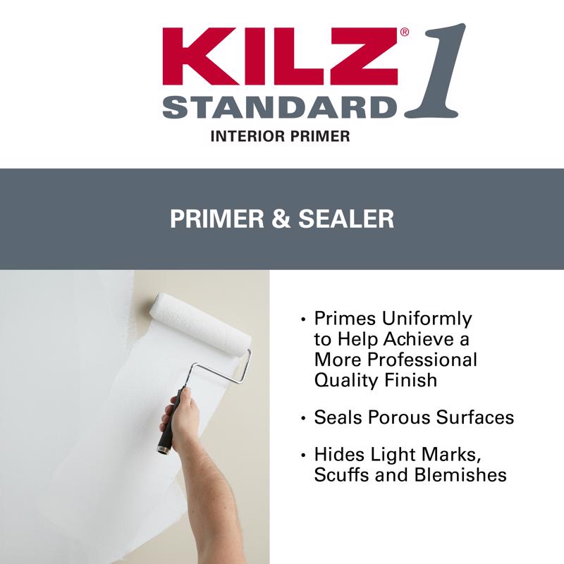 KILZ 1 Standard White Flat Water-Based Acrylic Primer and Sealer 5 gal
