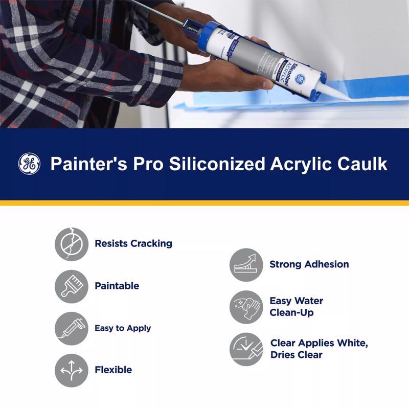 GE Painter's Pro Clear Acrylic Latex Painter's Caulk Sealant 10.1 oz