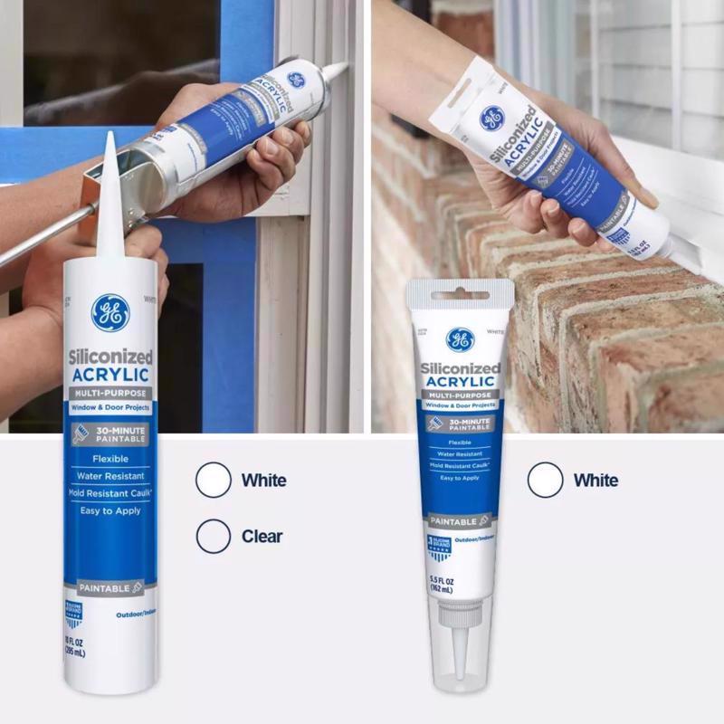GE All Weather Pro Clear Acrylic Latex Window and Door Caulk Sealant 10.1 oz