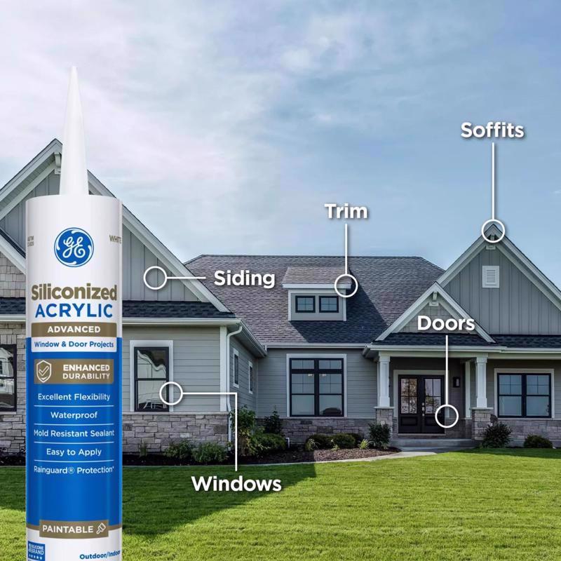 GE All Weather Pro Clear Acrylic Latex Window and Door Caulk Sealant 10.1 oz