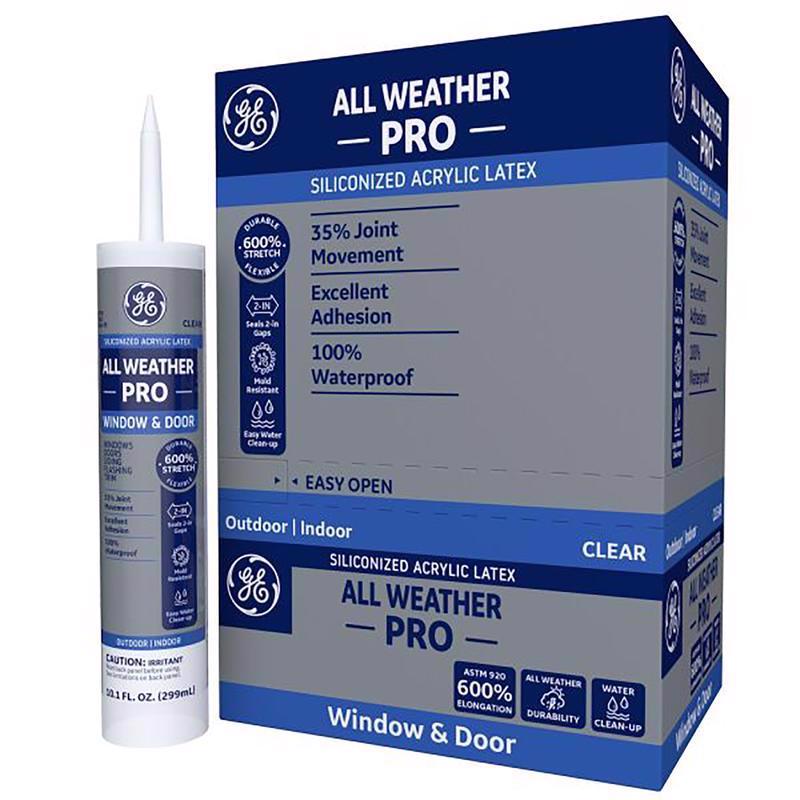 GE All Weather Pro Clear Acrylic Latex Window and Door Caulk Sealant 10.1 oz