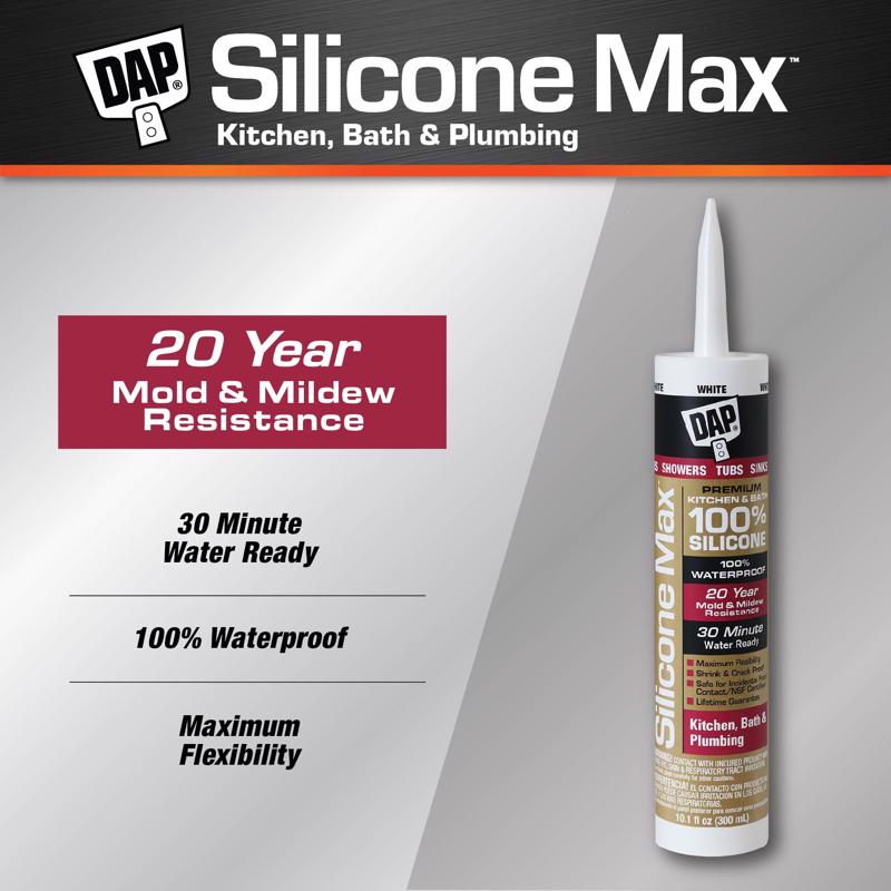 DAP Silicone Max White Silicone Kitchen and Bath Sealant 10.1 oz