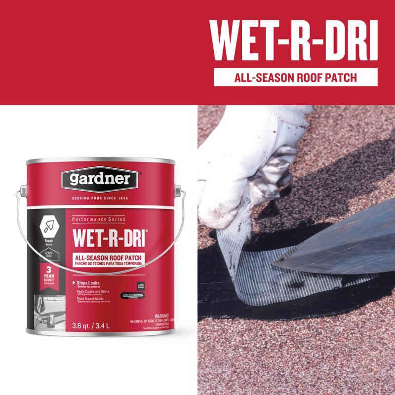 Gardner WET-R_DRI Gloss Black Patching Cement All-Weather Roof Cement 1 gal