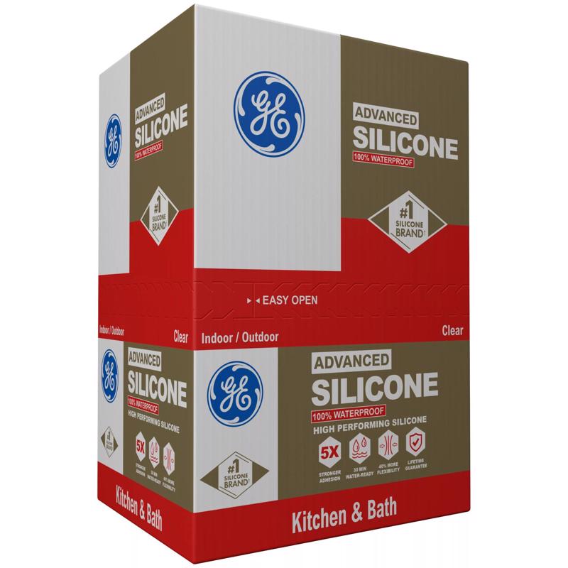 GE Advanced Clear Silicone 2 Kitchen and Bath Caulk Sealant 10.1 oz