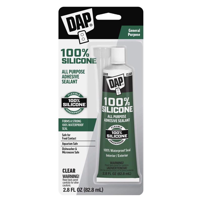 Dap 00688 All-Purpose Adhesive Sealant, 100% Silicone, 2.8-Ounce Tube - 6 Pack