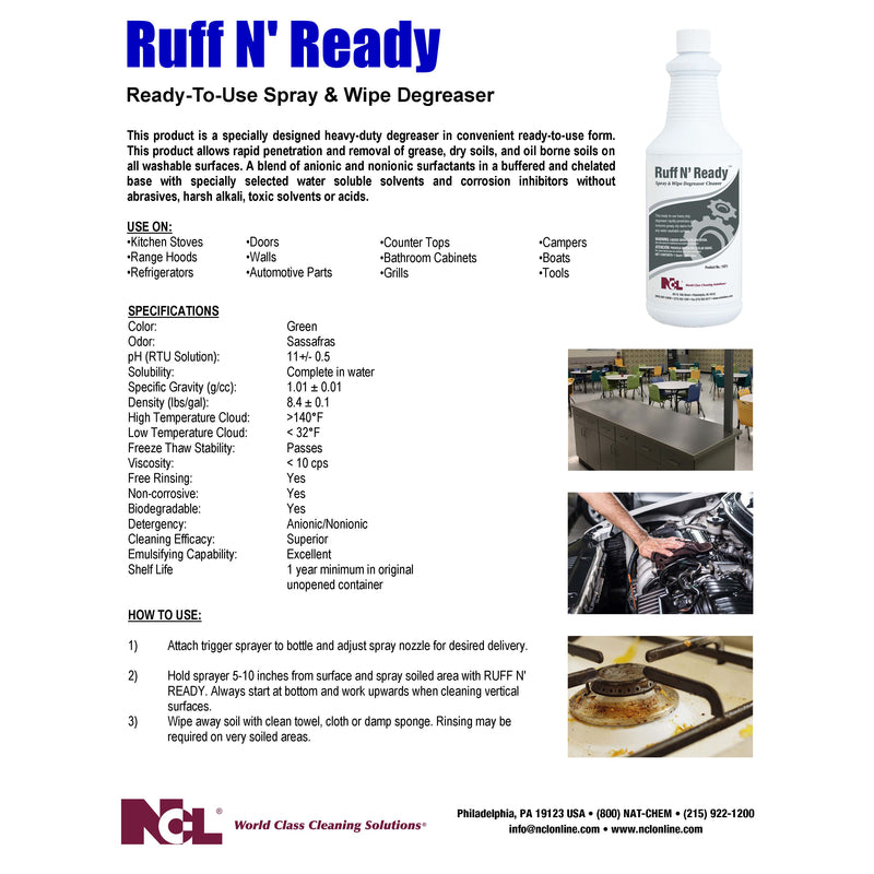 NCL Ruff N' Ready Sassafras Scent Industrial Degreaser 1 qt Liquid
