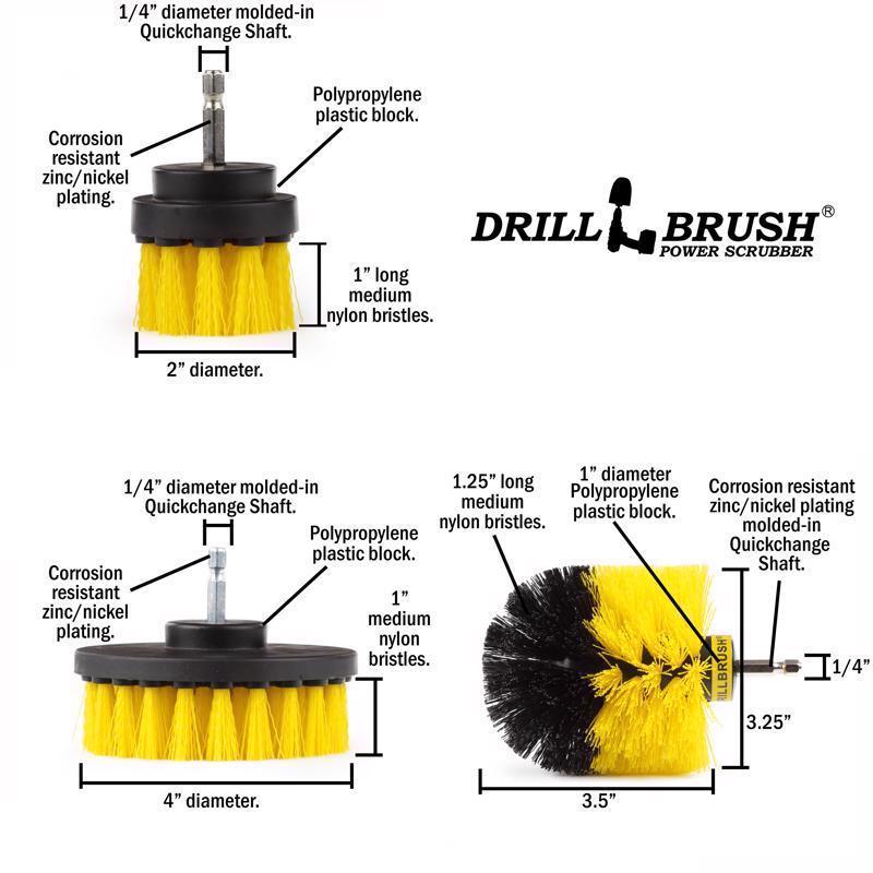 Drillbrush 4 in. W Medium Bristle Metal Handle Drill Brush Set