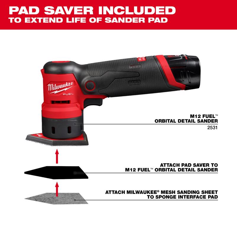 Milwaukee M12 3.75 in. L X 3.625 in. W Aluminum Oxide 80 Grit Coarse Sanding Sheet