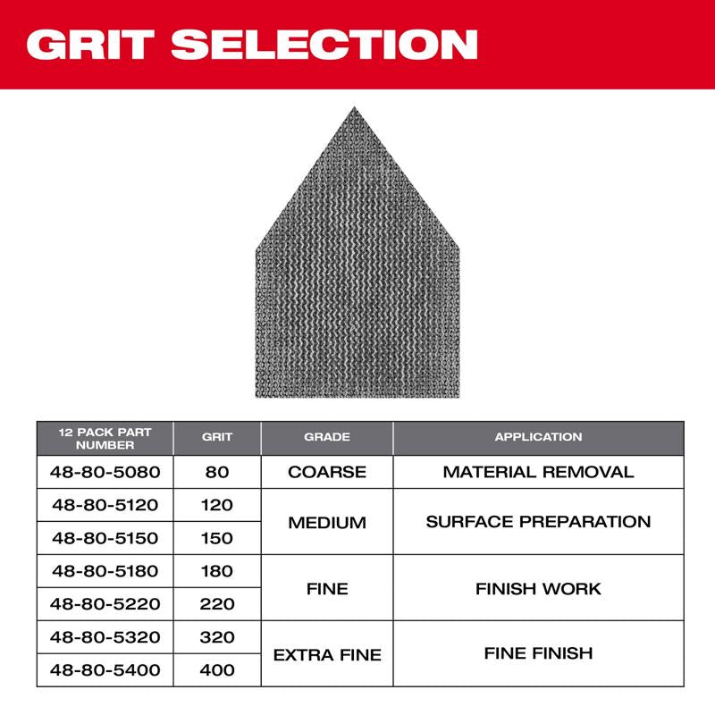 Milwaukee M12 3.75 in. L X 3.625 in. W Aluminum Oxide 120 Grit Medium Sanding Sheet