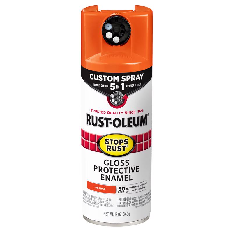 Rust-Oleum Stops Rust Custom Spray 5-in-1 Gloss Orange Spray Paint 12 oz