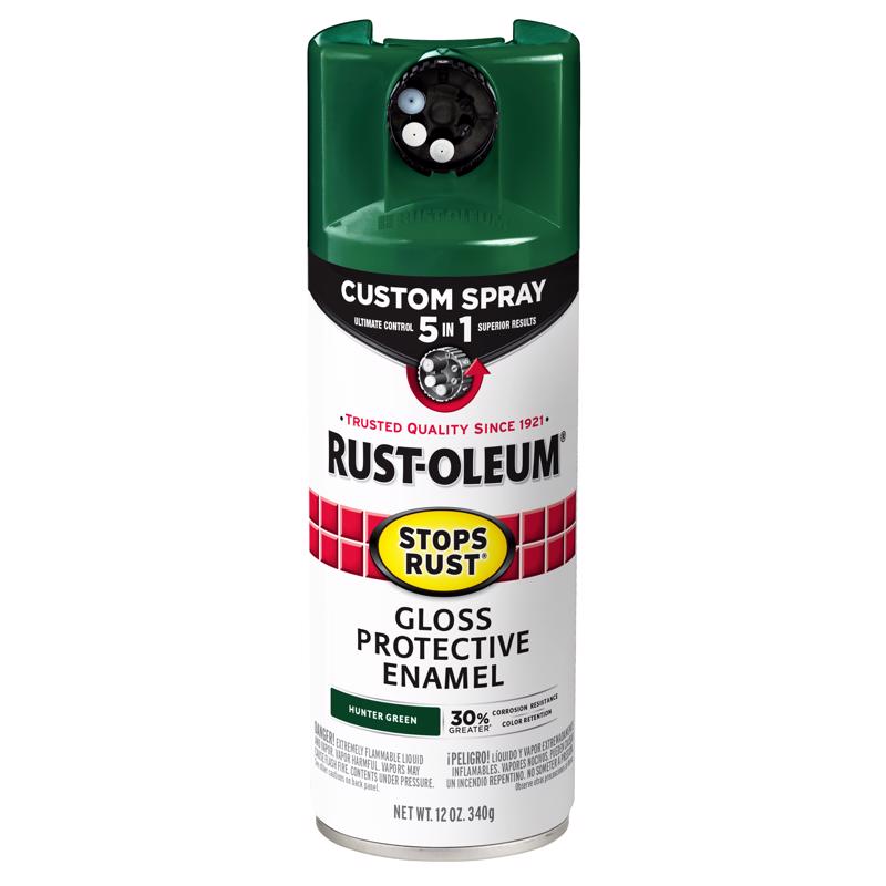 Rust-Oleum Stops Rust Custom Spray 5-in-1 Gloss Hunter Green Spray Paint 12 oz