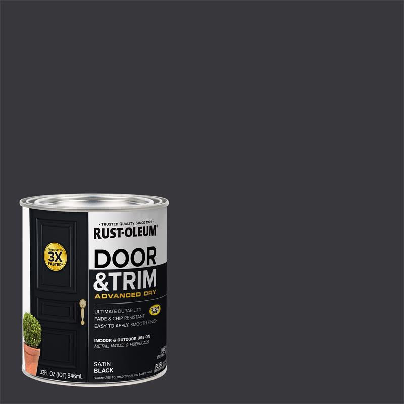 Rust-Oleum Stops Rust Satin Black Tint Base Door Paint Exterior and Interior 1 qt