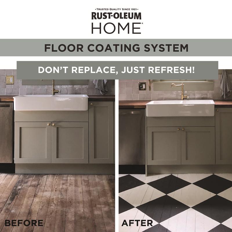 Rust-Oleum HOME Semi-Gloss White Tint Base Floor Coating Kit 1 qt