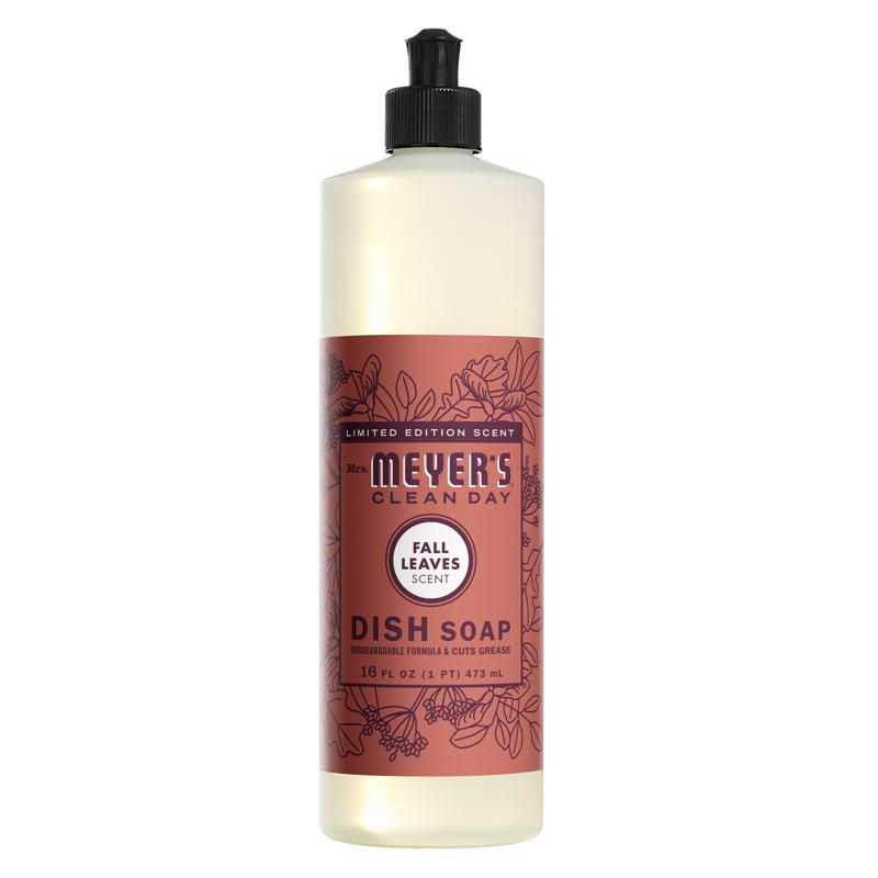 MRS. MEYER'S CLEAN DAY Dish Soap, Fall Leaves, 16 FL OZ (Pack of 6)