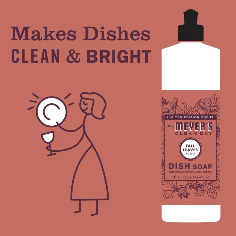 MRS. MEYER'S CLEAN DAY Dish Soap, Fall Leaves, 16 FL OZ (Pack of 6)