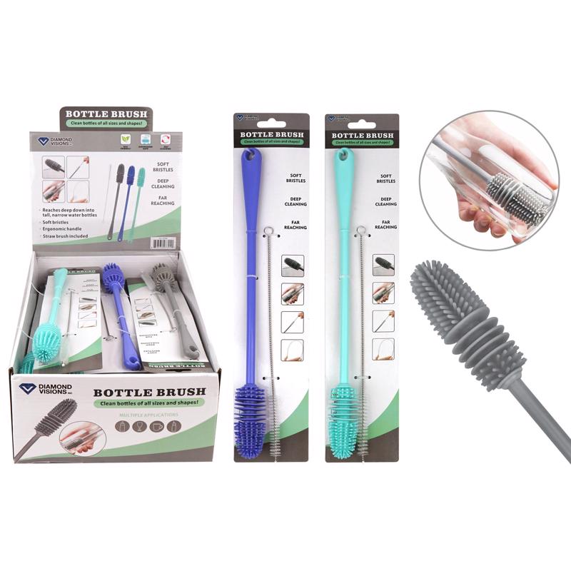 Diamond Visions Inc 2 in. W Medium Bristle Plastic Handle Bottle Brush