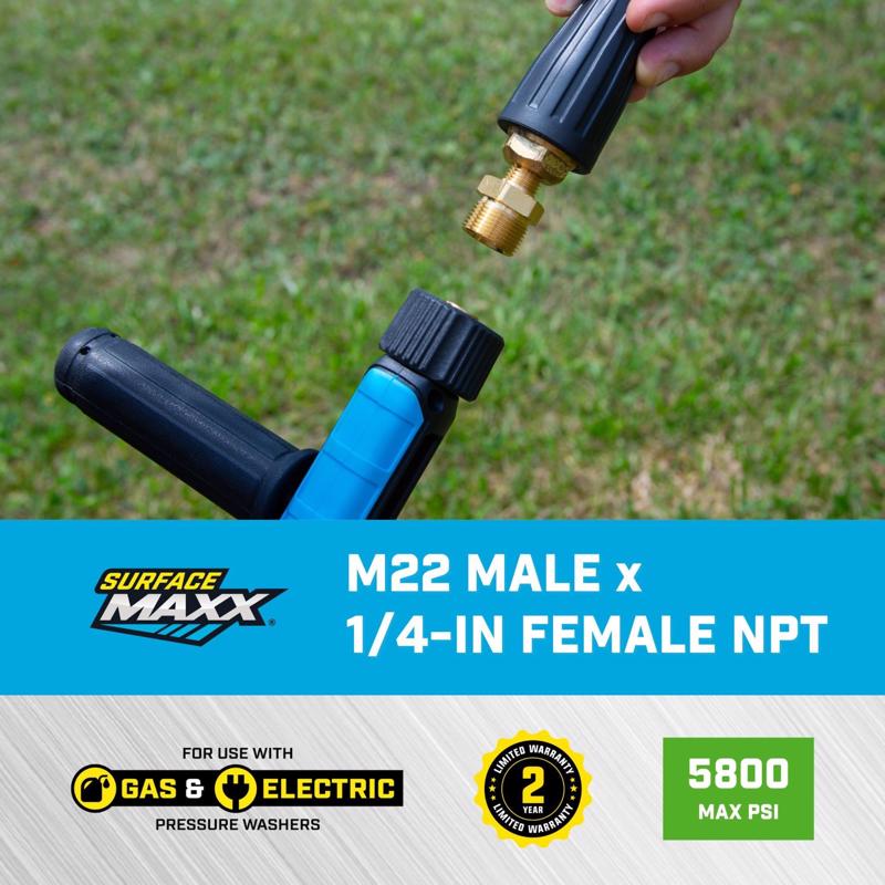 SurfaceMaxx M22 Male x 1/4-in Male NPT Screw Nipple 5800 psi