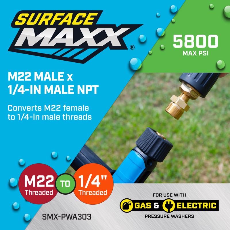 SurfaceMaxx M22 Male x 1/4-in Male NPT Screw Nipple 5800 psi