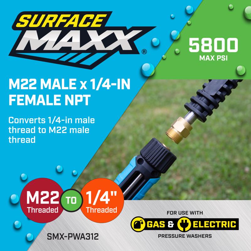 SurfaceMaxx M22 Male x 1/4-in Female NPT Screw Nipple 5800 psi