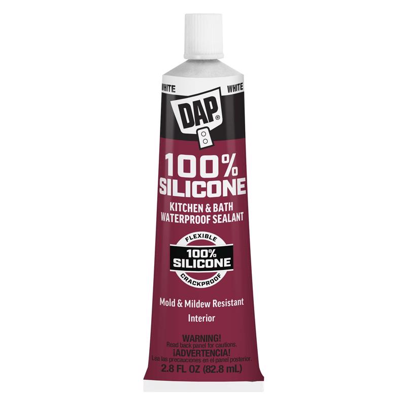 DAP White Silicone Rubber Kitchen and Bath Waterproof Sealant 2.8 fl. oz.