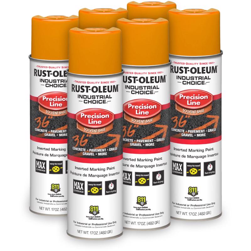 Rust-Oleum Industrial Choice - Contractor Pack (6 pk) Fluorescent Orange Inverted Marking Paint 17 o