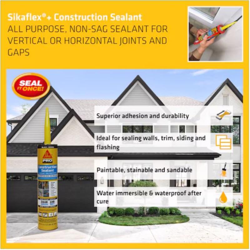 Sika Sikaflex Black Polyurethane All Purpose Construction Sealant 10.1 oz