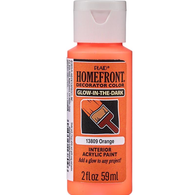 Homefront Glow-In-The-Dark Orange Craft Paint Exterior and Interior 2 oz