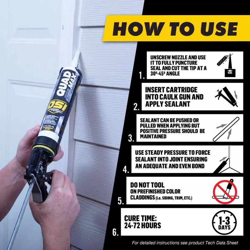 OSI Quad Max Light Mist Elastomeric Polymers Caulk Sealant 9.5 oz