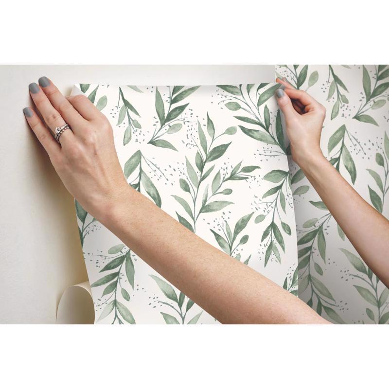 Magnolia Home by Joanna Gaines 20.5 in. W X 216 in. L Olive Branch Peel and Stick Wallpaper