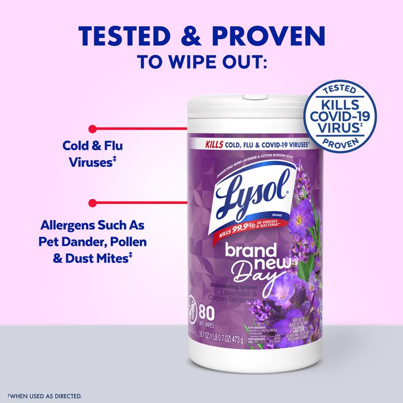Lysol Lavender and Cotton Blossom Scent Disinfecting Wipes 16.7 oz.