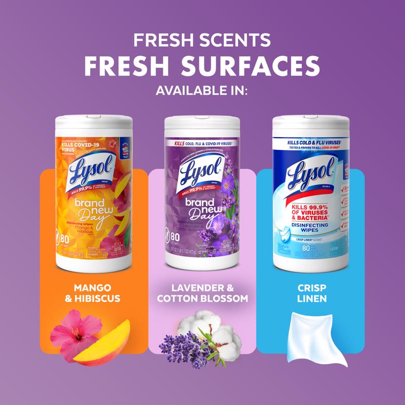 Lysol Lavender and Cotton Blossom Scent Disinfecting Wipes 16.7 oz.