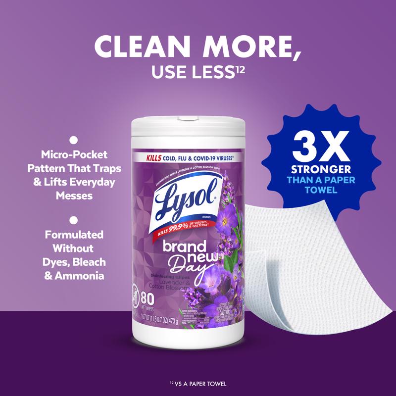 Lysol Lavender and Cotton Blossom Scent Disinfecting Wipes 16.7 oz.