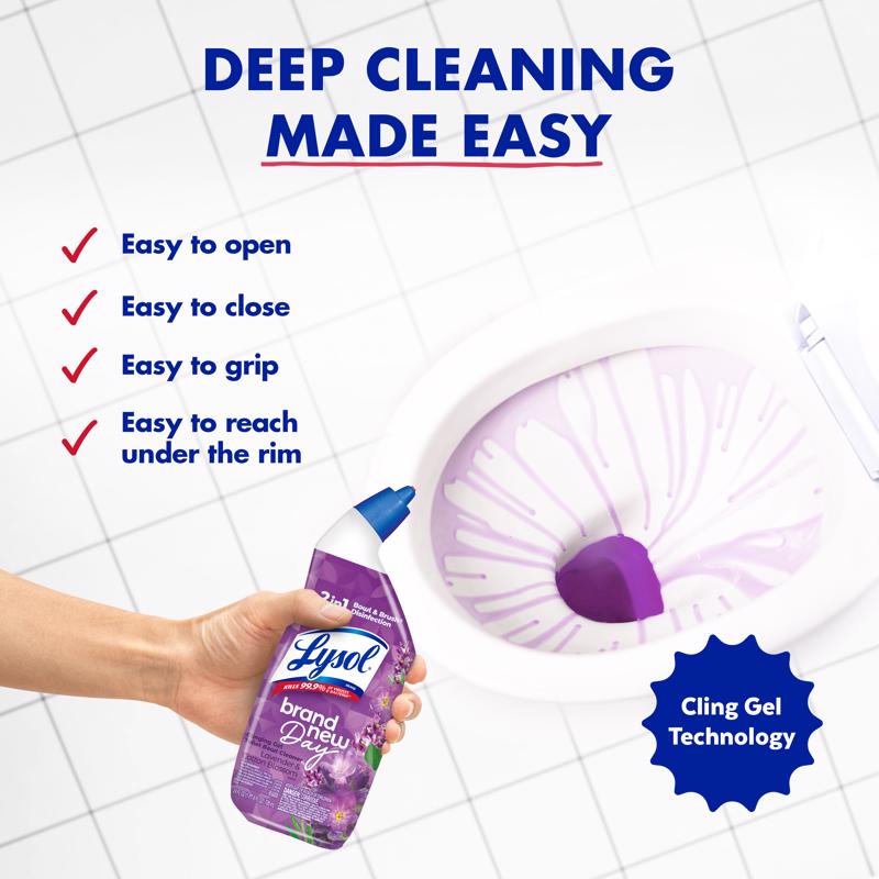 Lysol Brand New Day Lavender and Cotton Blossom Scent Toilet Bowl Cleaner 24 oz Gel