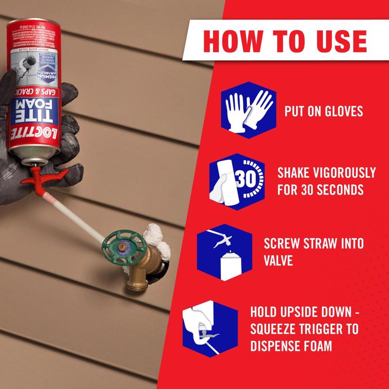 Loctite TiteFoam White Polyurethane Gaps and Cracks Foam Sealant 12 oz