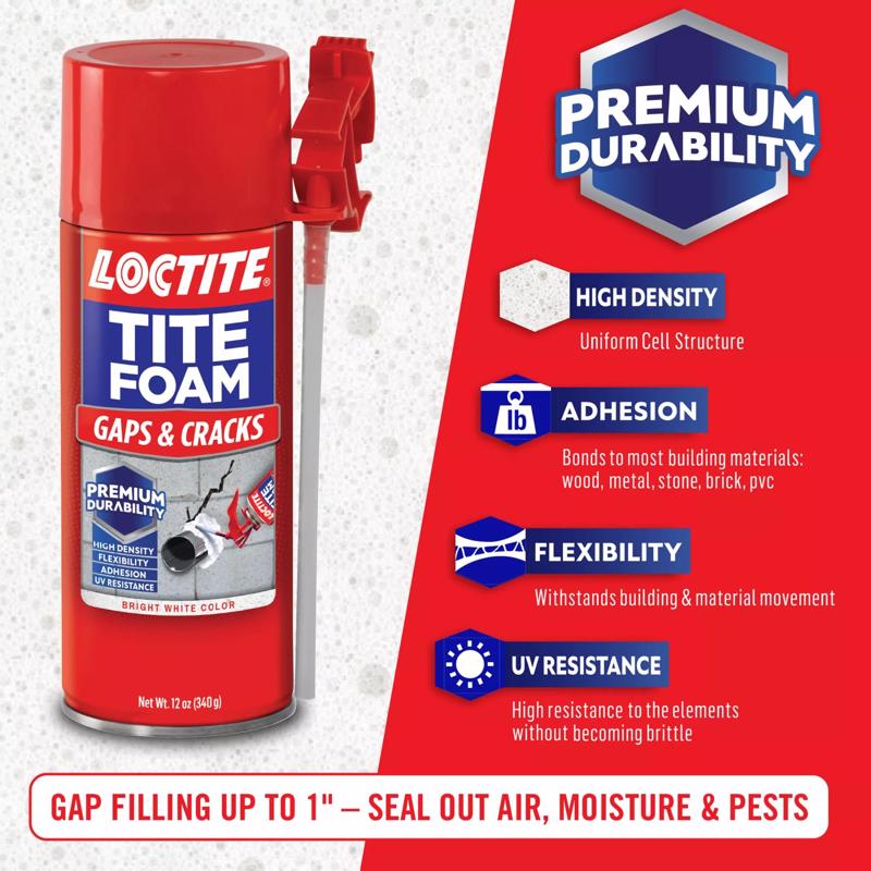 Loctite TiteFoam White Polyurethane Gaps and Cracks Foam Sealant 12 oz