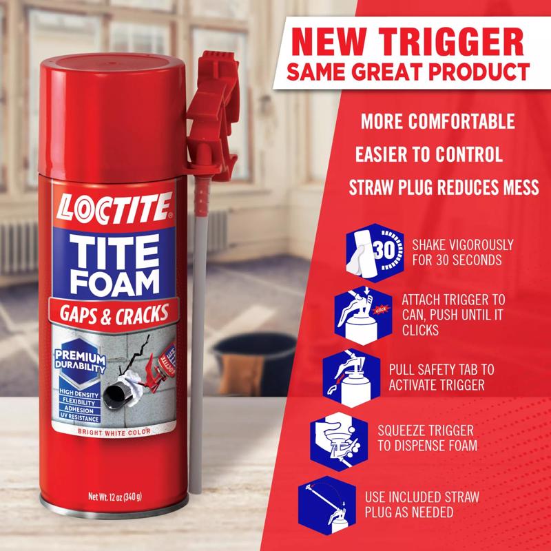 Loctite TiteFoam White Polyurethane Gaps and Cracks Foam Sealant 12 oz