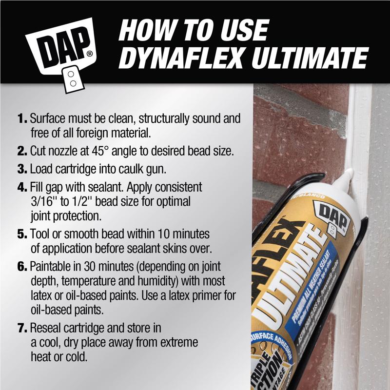 DAP Dynaflex Ultimate White Premium Latex Window and Door Caulk Sealant 10.1 oz.
