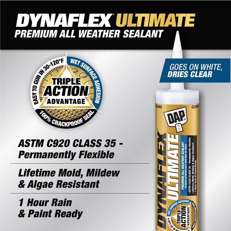 DAP Dynaflex Ultimate Clear Premium Latex Door/Siding/ Window Caulk Sealant 10.1 oz.