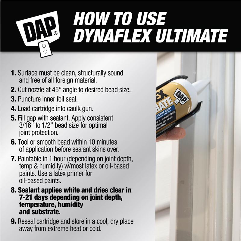 DAP Dynaflex Ultimate Clear Premium Latex Door/Siding/ Window Caulk Sealant 10.1 oz.