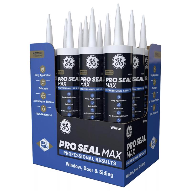 GE Pro Max White Silicone 1 Window and Door Caulk Sealant 9 fl. oz.