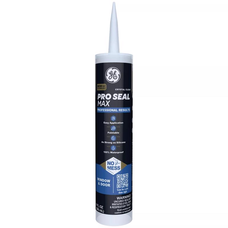 GE Pro Max Crystal Clear Silicone 1 Window and Door Caulk Sealant 9 fl. oz.