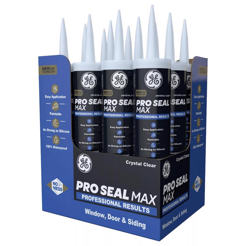 GE Pro Max Crystal Clear Silicone 1 Window and Door Caulk Sealant 9 fl. oz.