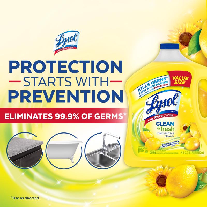 Lysol Sparkling Lemon & Sunflower Essence Scent Concentrated Multi-Purpose Cleaner Liquid 90 oz