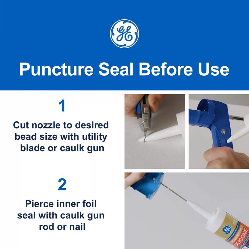 GE Advanced Gray Silicone 2 Metal Gutter Caulk Sealant 10.1 oz