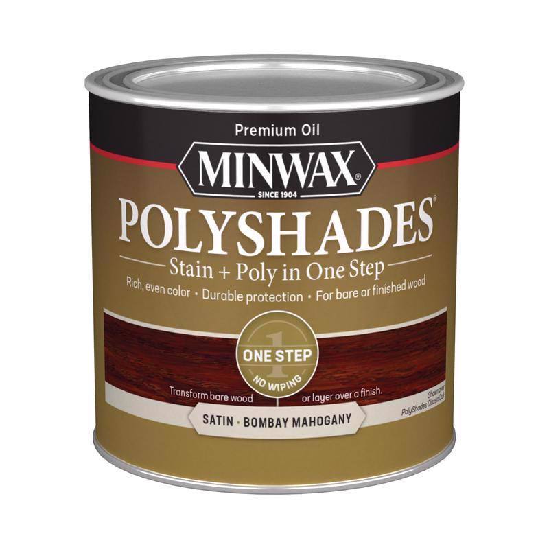 Minwax PolyShades Semi-Transparent Satin Bombay Mahogany Stain/Polyurethane Finish 0.5 pt