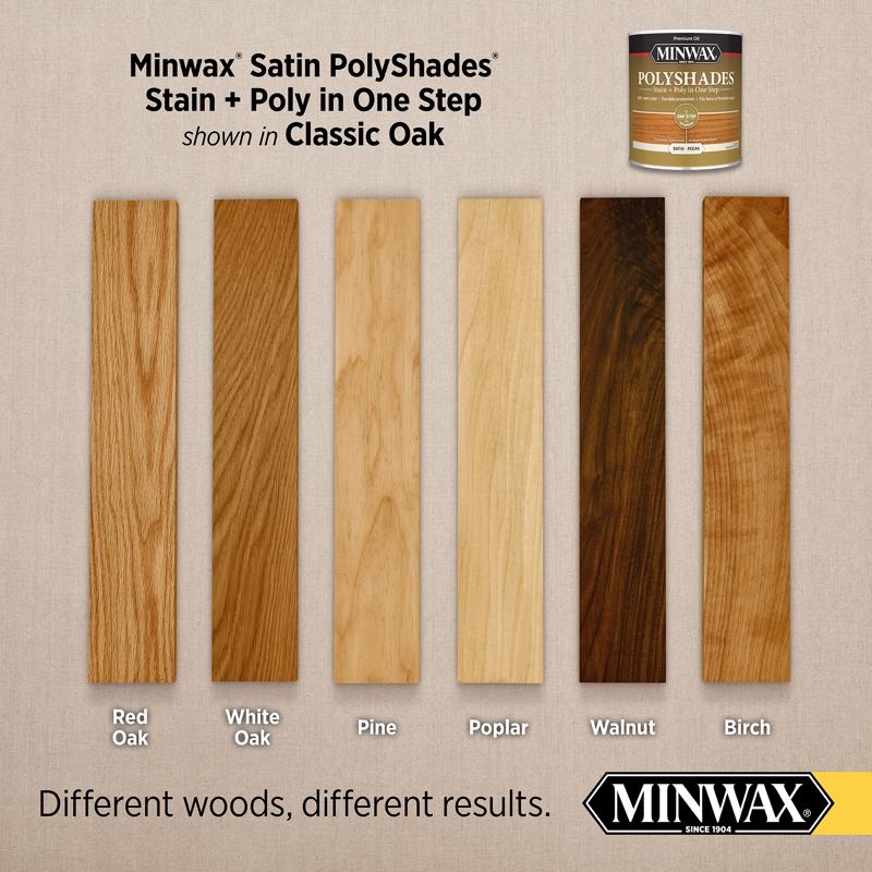 Minwax PolyShades Semi-Transparent Satin Classic Oak Oil-Based Stain/Polyurethane Finish 0.5 pt