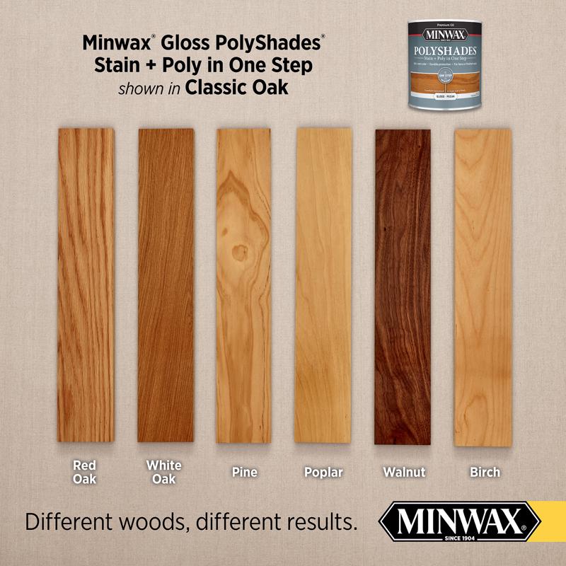 Minwax PolyShades Semi-Transparent Gloss Classic Oak Stain/Polyurethane Finish 0.5 pt